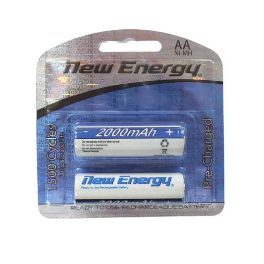Battery New Energy AA-2PK Ni-MH Rechargeable 2000mAh – 2 Pack 1.2V - 9930