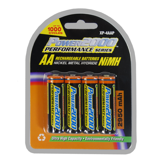 Power2000 Performance Series AA-4PK NiMH Rechargeable Batteries – 2950mAh - 9936
