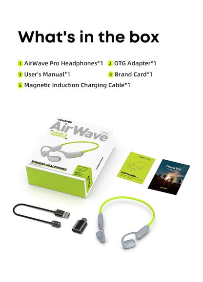 Langsdom Open-Ear Bone Conduction Headphones – Waterproof, Bluetooth 5.4, 32GB Storage, Touch Control - LG-BE19