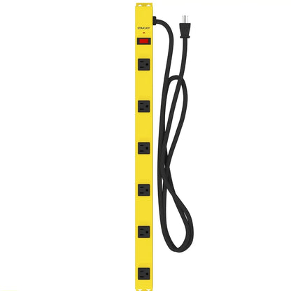 STANLEY Heavy-Duty 6-Outlet Power Strip – Illuminated On/Off Switch – Workshop/Garage Use