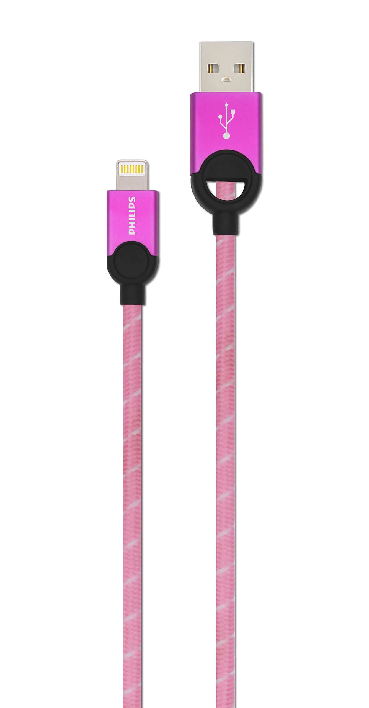 Philips USB-A Male To Lightning MFI Cable 1.2.m / 3.9Ft Pink - DLC2608R/97