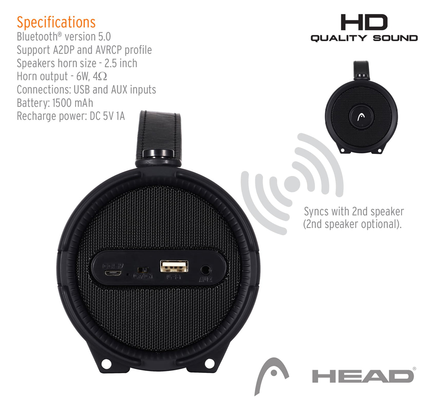 Head True Wirelees Speaker Outdoor/Indoor  Bluetooth 5.0  HSP-50