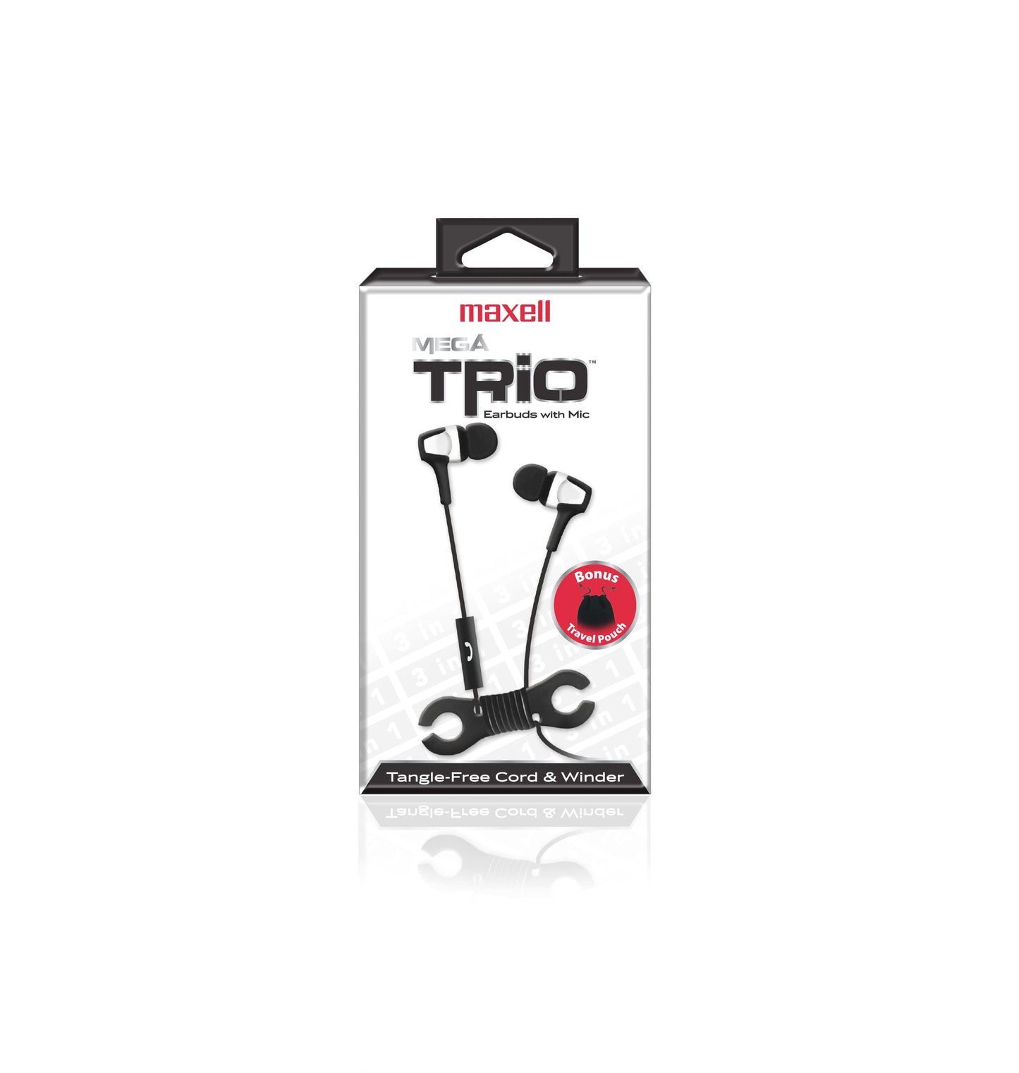 Maxell Mega Trio Earbuds  Black / White Color With Micro - 199818