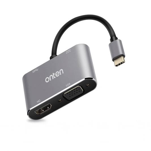 OT-95112 Onten Hub Adapter Converter 5 in 1 Portable Type C to HDMI+VGA+USB3.0+PD