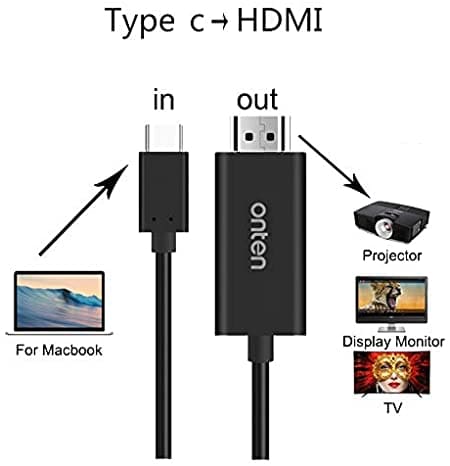 Onten USB C to HDMI (4K by 60Hz), 6Ft (1.8m) USB Type C to HDMI Cable - 9582B