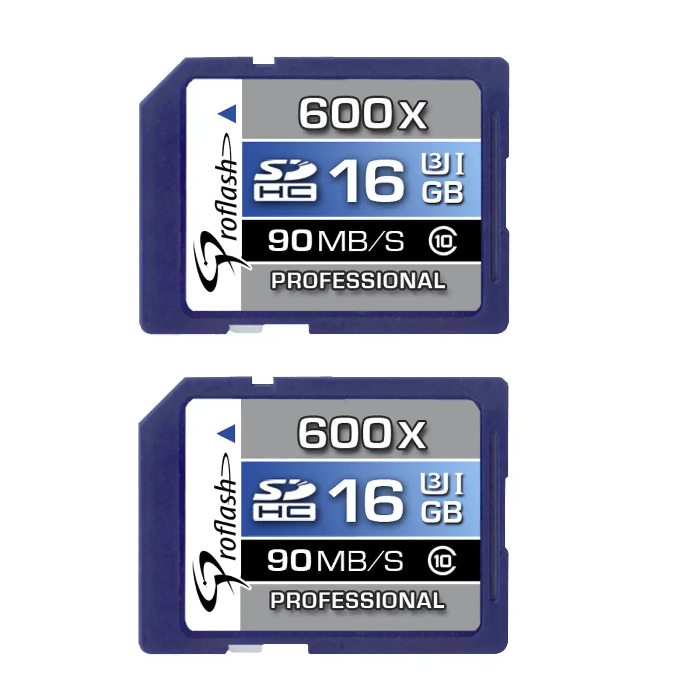 Proflash Memory Card 16GB SDHC Card Class 10 USH-I U3 4K  ( 2 Pack )  /  7600-2