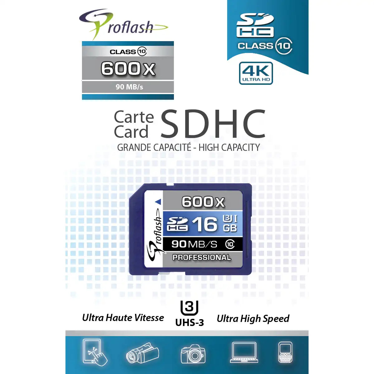 Proflash Memory Card 16GB SDHC Card Class 10 USH-I U3 4K  / 7600