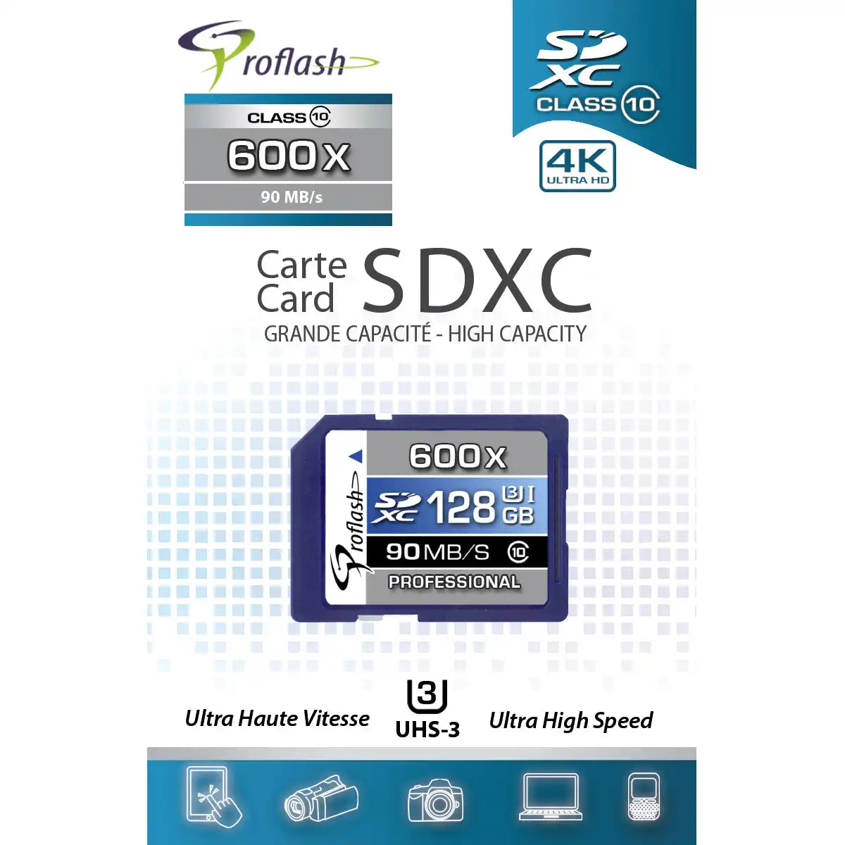 Proflash Memory Card 128GB SDXC Card Class 10 UHS-I U3 4K / 7616