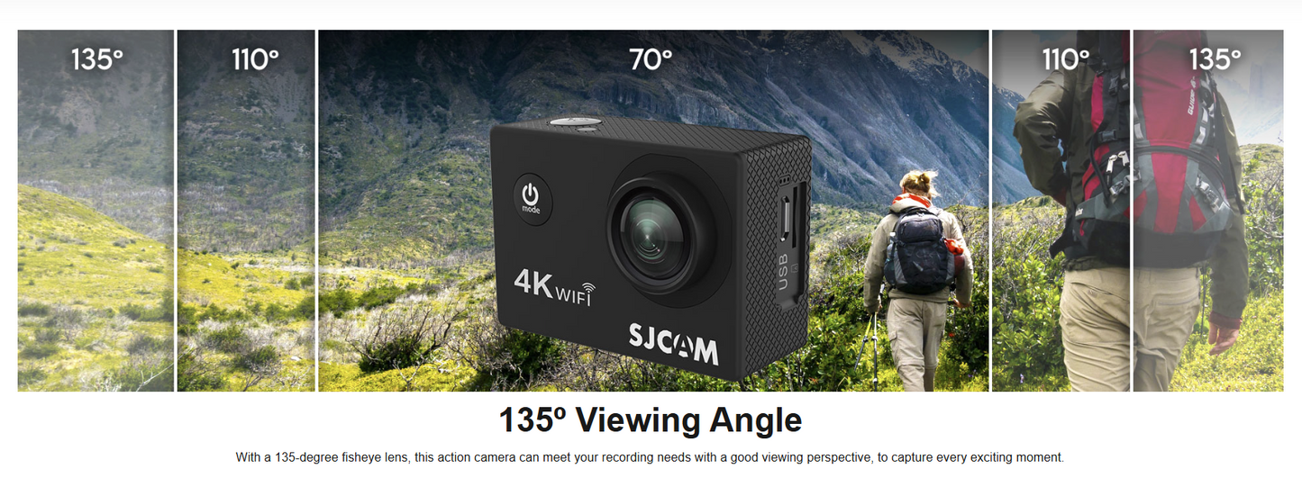 4K Action Camera SJCAM SJ4000 Air With Wi-Fi, 16MP Photos, 170° Wide Angle Lens, Waterproof Design, LCD Screen & Dashcam Mode