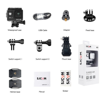 4K Action Camera SJCAM SJ4000 Air With Wi-Fi, 16MP Photos, 170° Wide Angle Lens, Waterproof Design, LCD Screen & Dashcam Mode