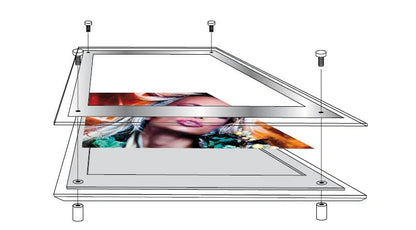 Acrylic Ultra Slim LED Light Box / Photo Frame  (silver Outline) 24’’ X 48’’