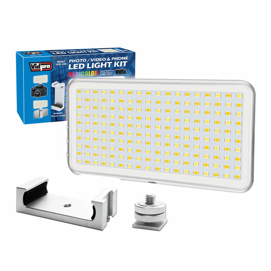 Vidpro LED-180 Micro Series Digital LED Photo & Video Light Kit for Cameras and Smart Phones