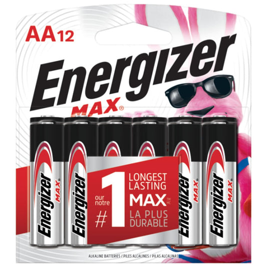 Batteries Alkaline Energizer MAX® AA Package of 12 ( E91BP - 12 ) - Proflash