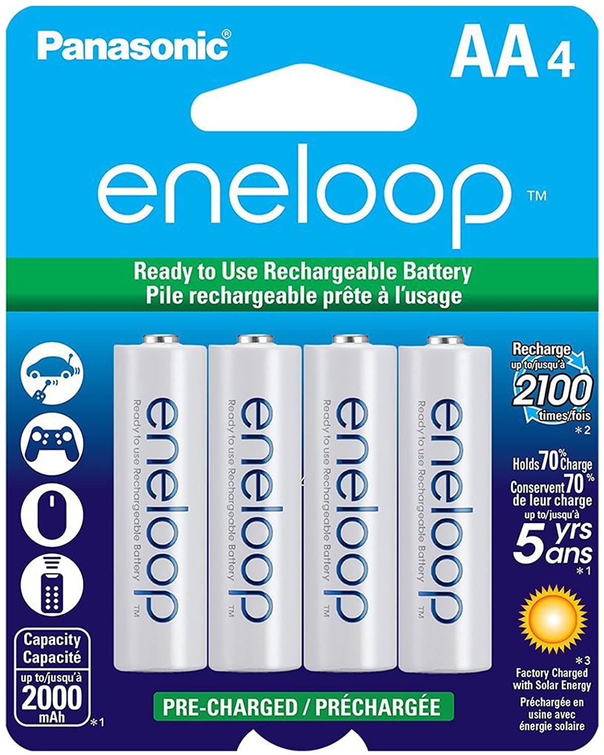 Battery Panasonic 4 - AA Ni - MH Rechargeable 2000mah 4 Pack 1.2V 10095 - Proflash