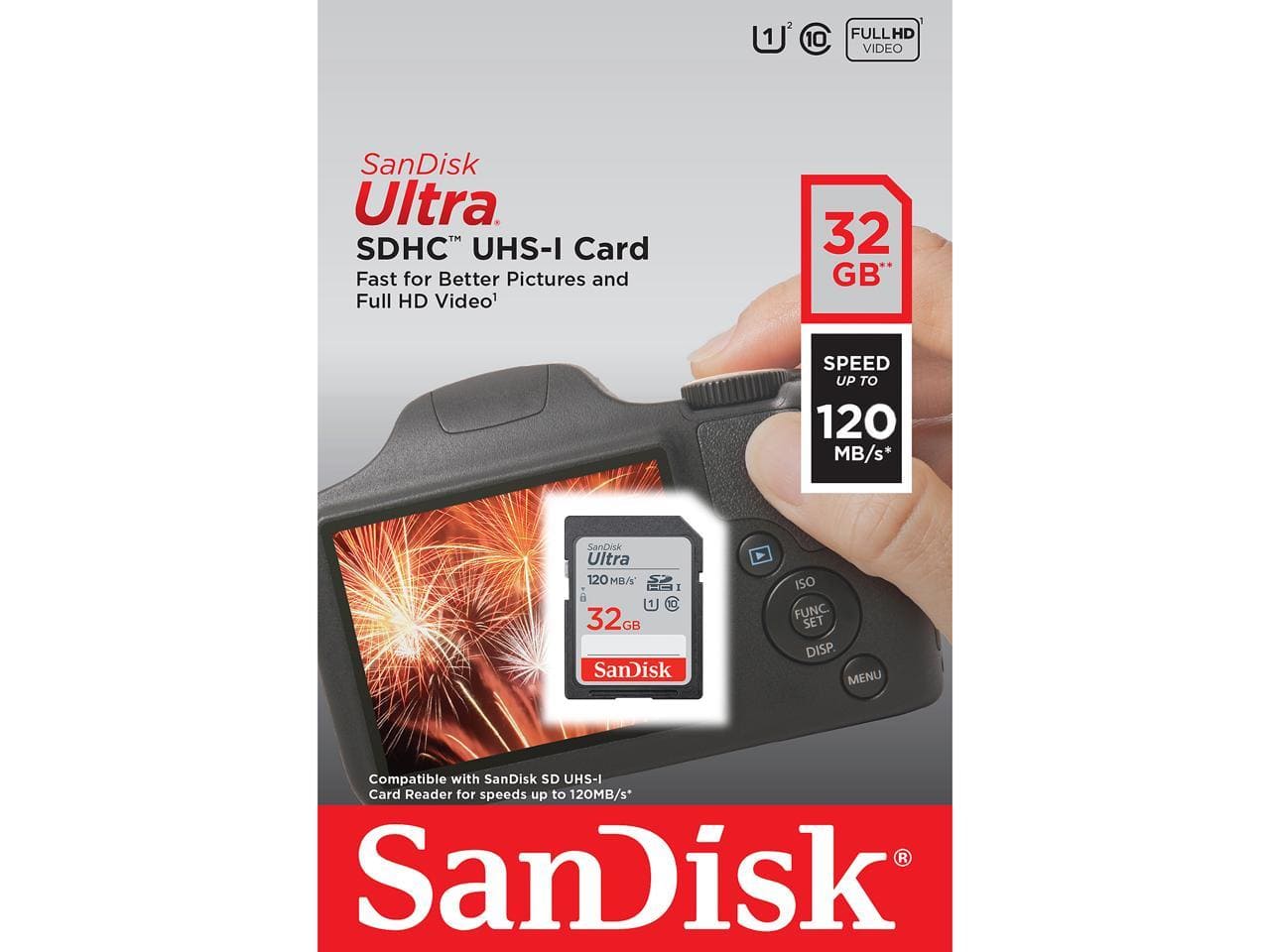 Carte SanDisk Ultra SDHC, 32 Go, U1, classe 10, Lecture : 120 Mo/s, - Proflash