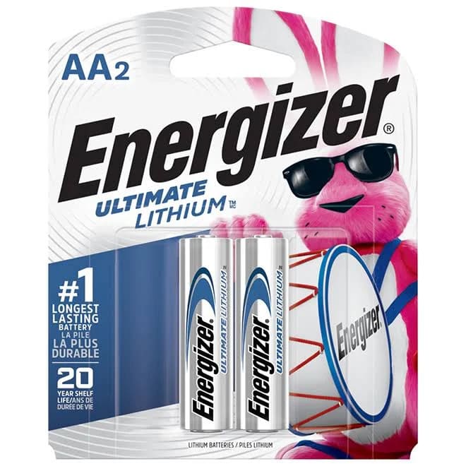 Energizer AA Ultimate L91 Lithium(TM) Batteries - Pack of 2 EL91 - BP2 - Proflash