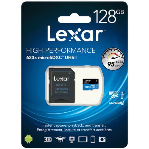 Lexar 128GB High - Performance 633x UHS - I U3 Micro SDXC Memory Card With SD Adapter / LSDMI128BBAP633A - Proflash