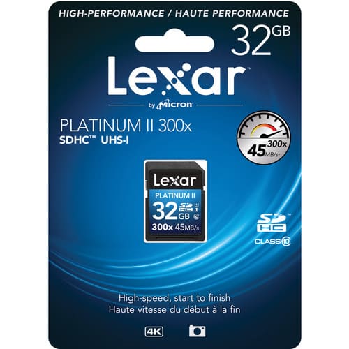 Lexar 32GB SDHC CL10 45MB/s Platinum II 300x Memory Card / LSD32GBBAS300 - Proflash