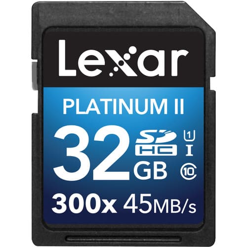 Lexar 32GB SDHC CL10 45MB/s Platinum II 300x Memory Card / LSD32GBBAS300 - Proflash