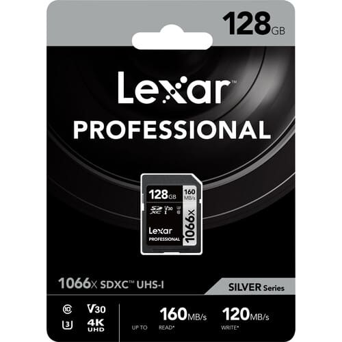 Lexar Professional 1066x 128GB SDXC UHS - I U3 C10 V30 Memory Card ( Silver Series) LSD1066128G - BNNNG - Proflash