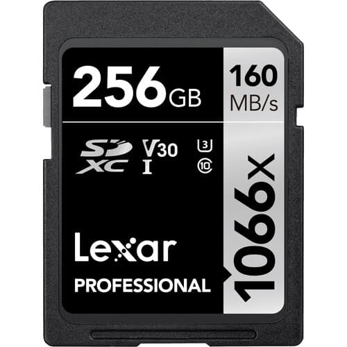 Lexar Professional 1066x 256GB SDXC UHS - I U3 C10 V30 Memory Card ( Silver Series) / LSD1066256G - BNNNG - Proflash