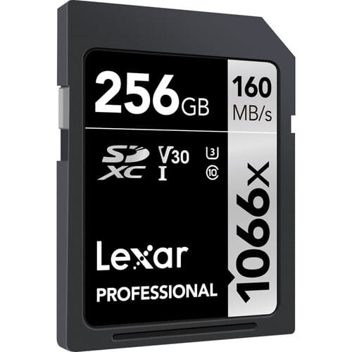 Lexar Professional 1066x 256GB SDXC UHS - I U3 C10 V30 Memory Card ( Silver Series) / LSD1066256G - BNNNG - Proflash