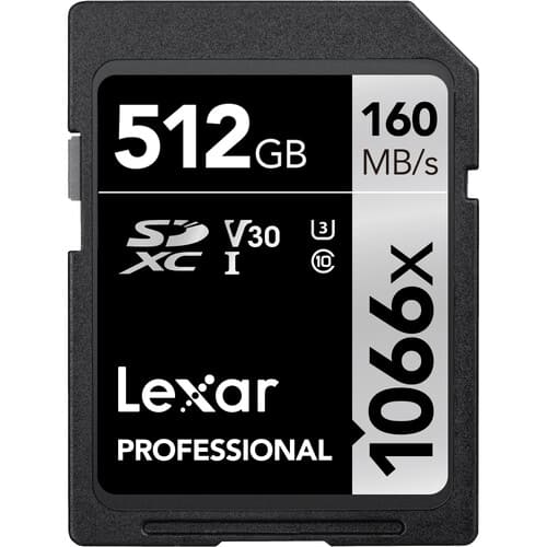 Lexar Professional 1066x 512GB SDXC UHS - I U3 C10 V30 Memory Card ( Silver Series) / LSD1066512G - BNNNG - Proflash