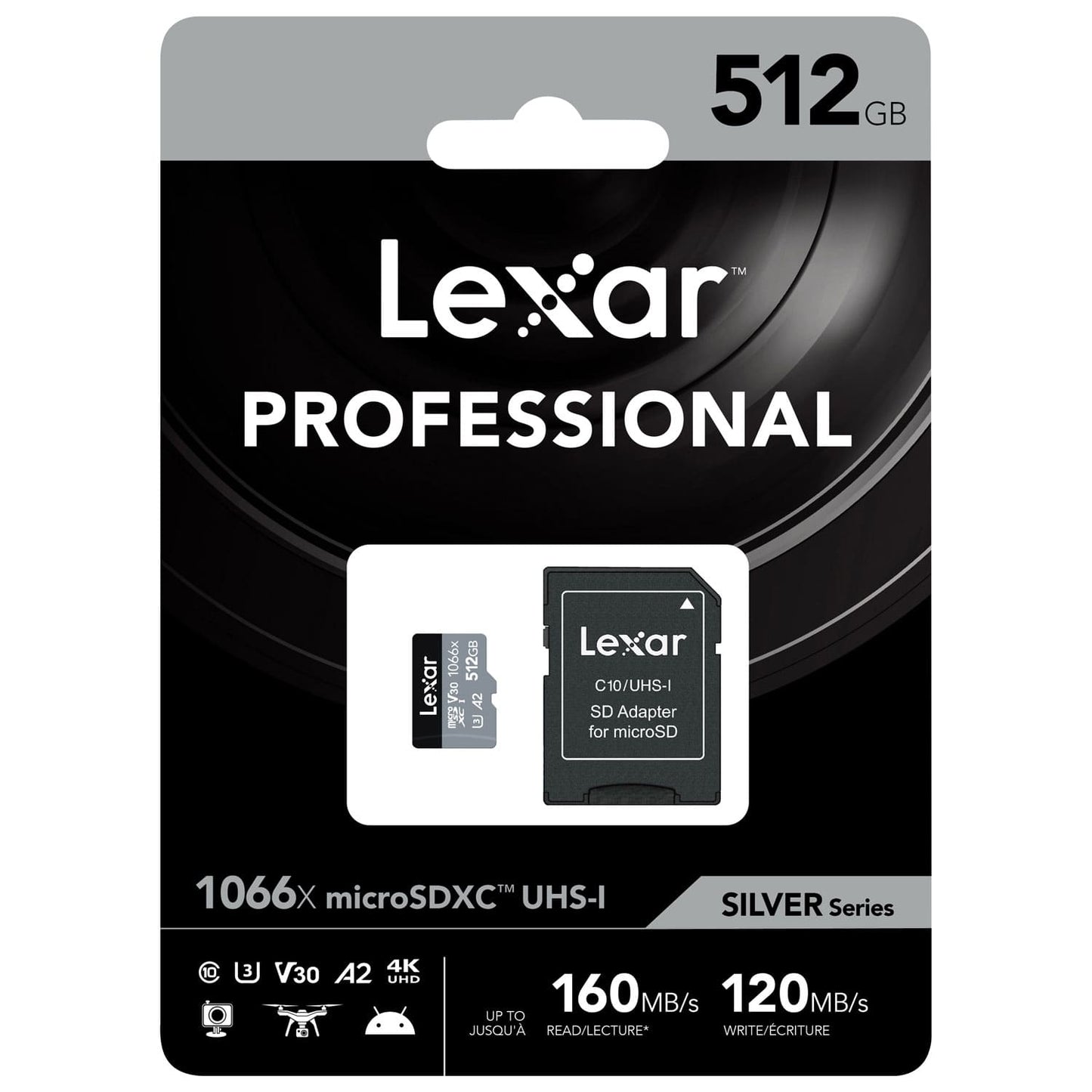 Lexar Professional 1066x 512GB SDXC UHS - I U3 C10 V30 Memory Card ( Silver Series) / LSD1066512G - BNNNG - Proflash