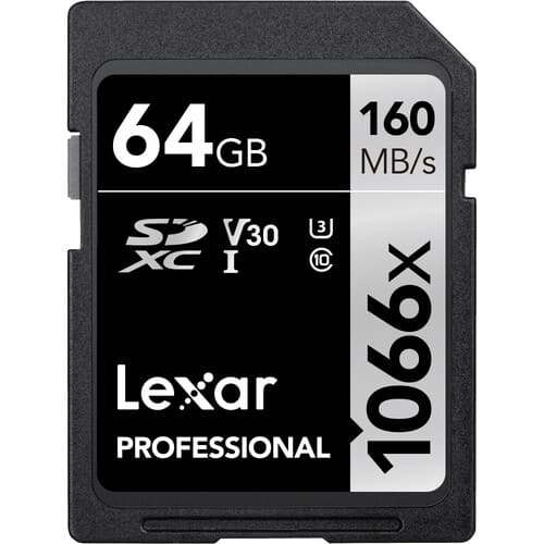 Lexar Professional 1066x 64GB SDXC UHS - I U3 C10 V30 Memory Card ( Silver Series) LSD1066064G - BNNNG - Proflash