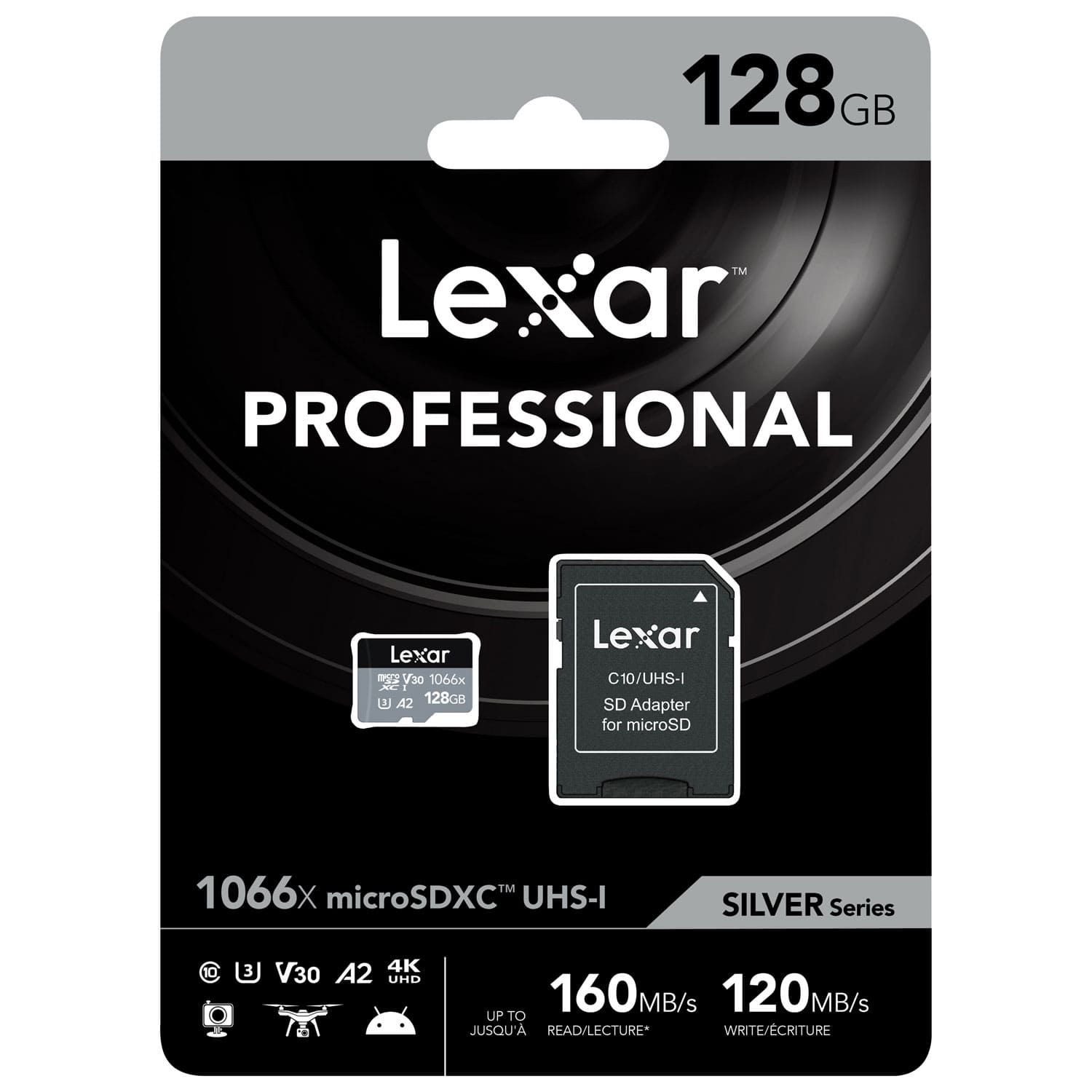 Lexar Professional 1066x UHS - I Micro SDXC Silver Series Memory Card with Adapter 128GB / LSD1066128G - BNNNG - Proflash