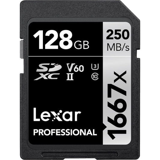 Lexar Professional 1667x 128GB SDXC UHS - II U3 C10 V60 Memory Card / LSD128GCB1667 - Proflash