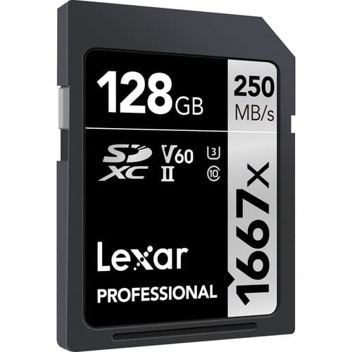 Lexar Professional 1667x 128GB SDXC UHS - II U3 C10 V60 Memory Card / LSD128GCB1667 - Proflash