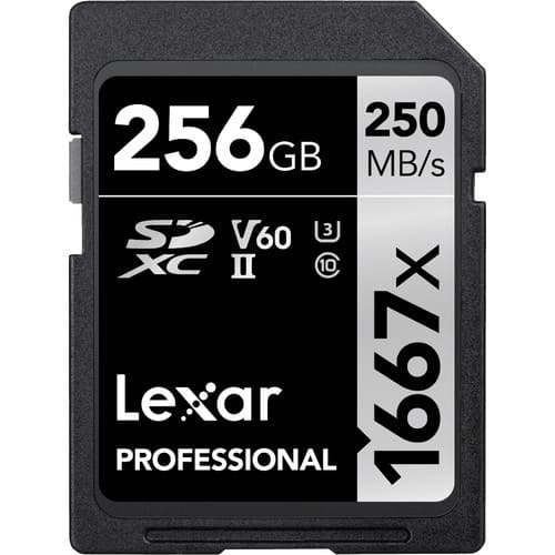 Lexar Professional 1667x 256GB SDXC UHS - II U3 C10 V60 Memory Card / LSD256CB1667 - Proflash