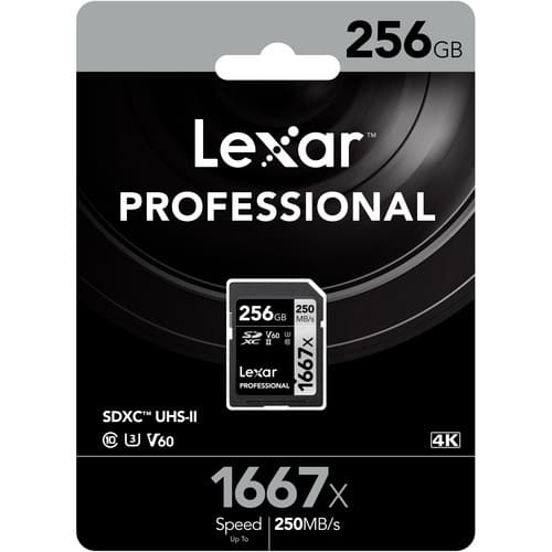 Lexar Professional 1667x 256GB SDXC UHS - II U3 C10 V60 Memory Card / LSD256CB1667 - Proflash