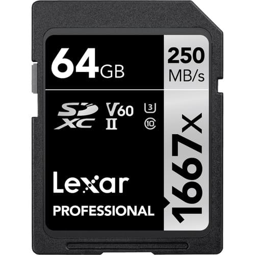 Lexar Professional 1667x 64GB SDXC UHS - II U3 C10 V60 Memory Card / LSD64GCB1667 - Proflash