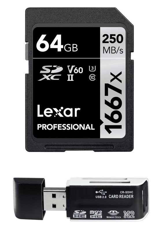 Lexar Professional 1667x 64GB SDXC UHS - II U3 C10 V60 Memory Card / LSD64GCB1667 - Proflash