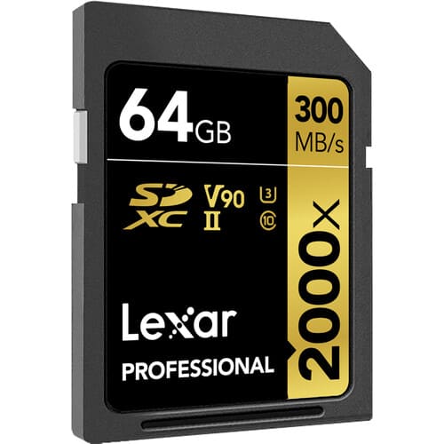 Lexar Professional 2000x 64GB SDXC UHS - II U3 C10 V90 Memory Card / LSD2000064G - Proflash