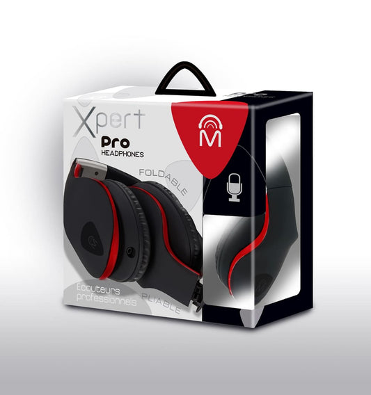 M Xpert DJ Headphones with Mic,Black / Red (61860 ) - Proflash