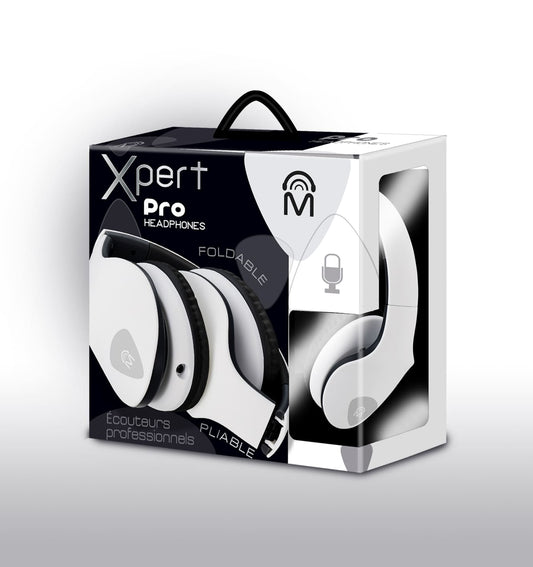 M Xpert DJ Headphones with Mic,Black / White (61857 ) - Proflash