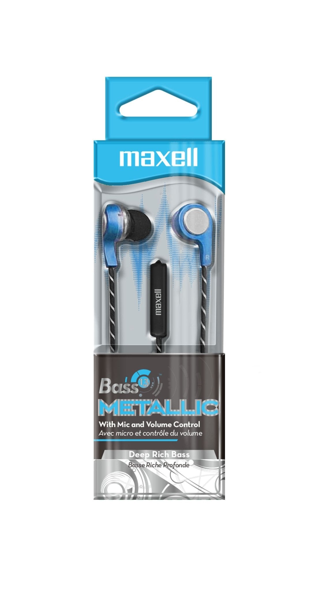 Maxell 190282 Bass 13 Metallic In - Ear Earbuds with Microphone Color Blue - Proflash