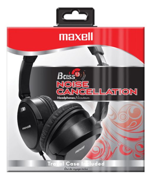 Maxell 190400 Bass Noise Cancellation Headphone Swivel Earcups,Wiht Microphone,Travel Case Included - Proflash