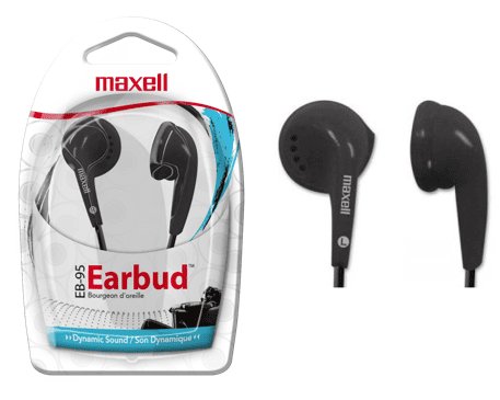 Maxell 190560 EB - 95 Stereo Earbuds - Black - Proflash