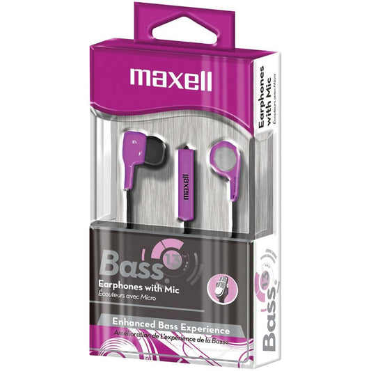 Maxell 199730 B - 13 Heavy Bass Earbuds Whit Mic - Purple - Proflash