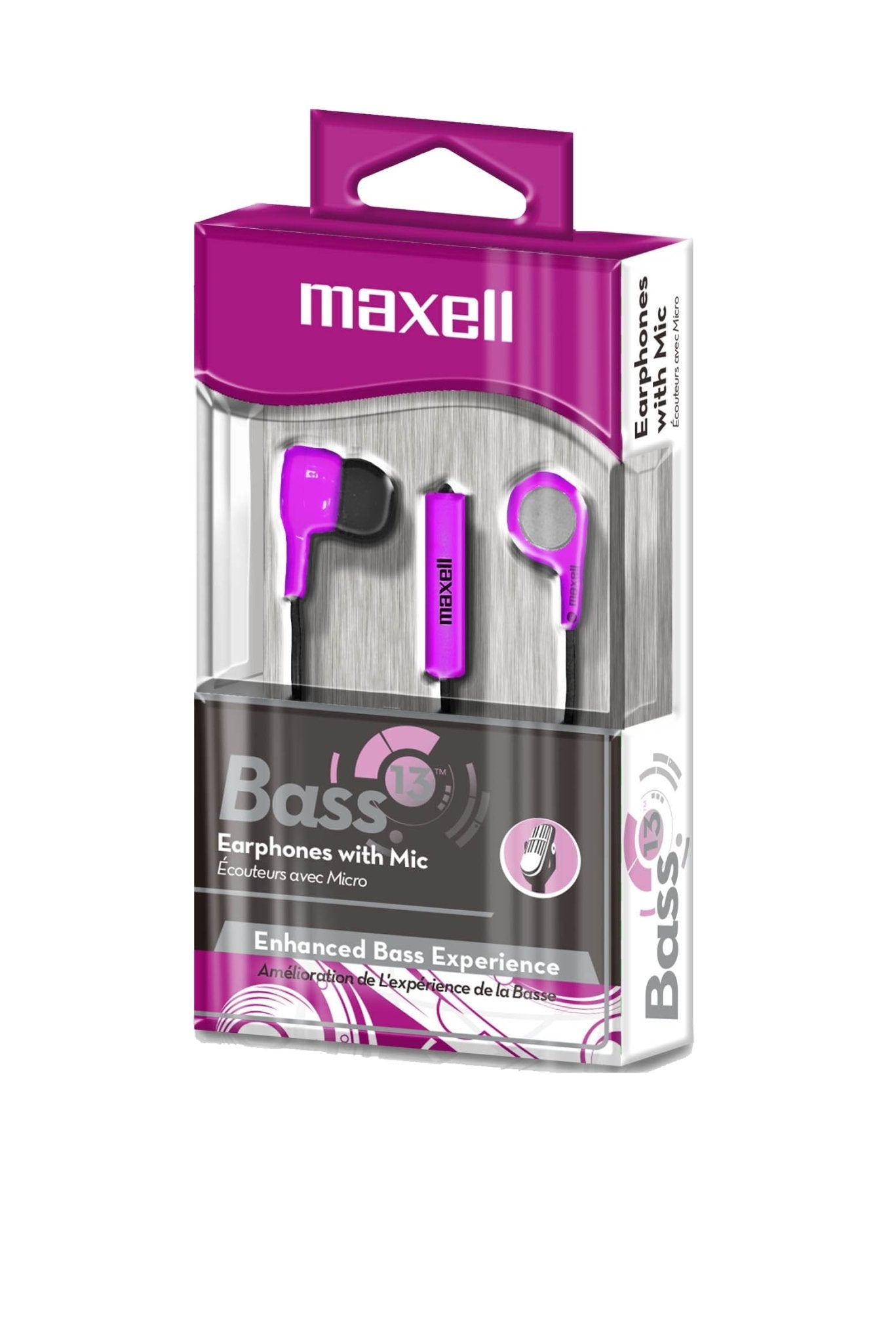 Maxell 199730 B - 13 Heavy Bass Earbuds Whit Mic - Purple - Proflash