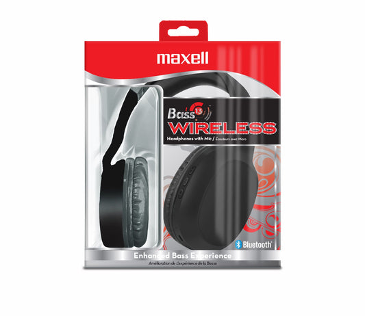 Maxell 199793 Bass 13 Bluetooth Headphone 40 mm with Microphone Black - Proflash