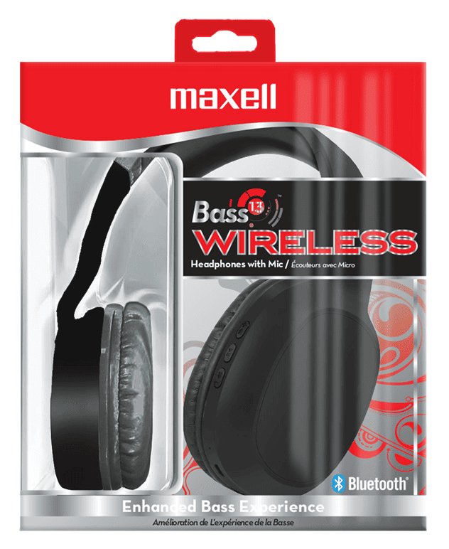 Maxell 199793 Bass 13 Bluetooth Headphone 40 mm with Microphone Black - Proflash