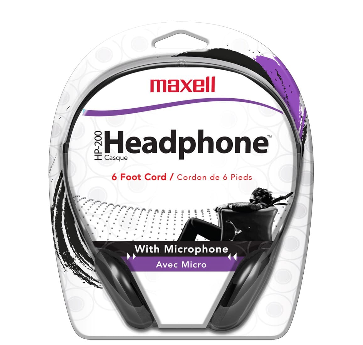 Maxell 199929 HP - 200M Sterio Headphone Black with Micro 6ft /1.8m Cord - Proflash