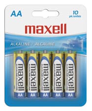 Maxell 723410 Alkaline Batteries AA, Pack of 10. - Proflash