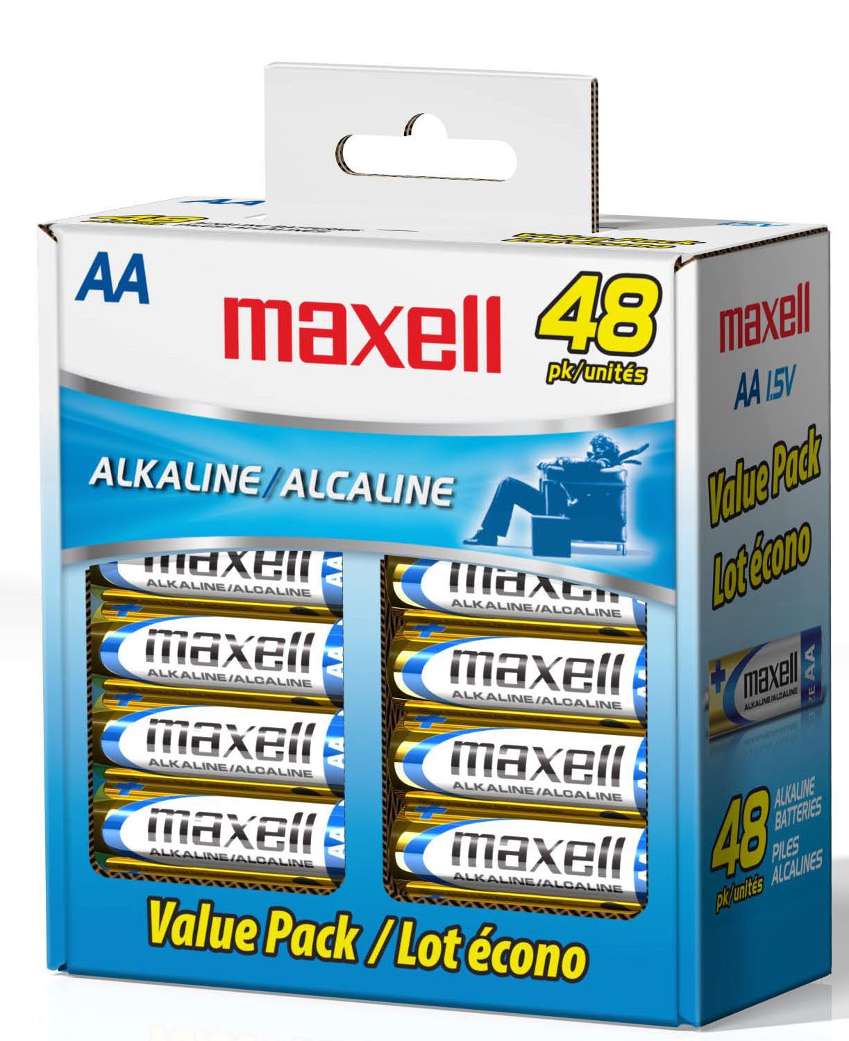 Maxell 723443&nbsp; Alkaline Batteries AA, Pack of 48. - Proflash