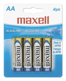 Maxell 723465&nbsp; Alkaline Batteries AA, Pack of 4. - Proflash